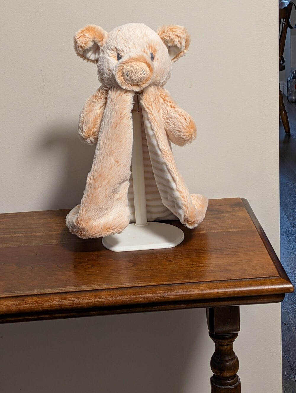 Ebba But Aurora Plush  Pig Lovey Security Blanket. Peach With Frosted Look.
